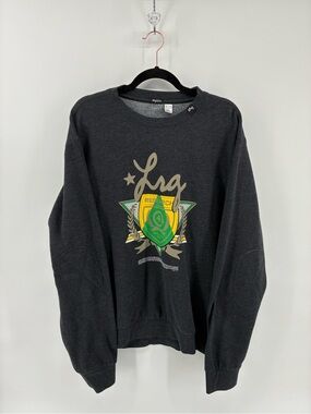 LRG Grey and Green Graphic Crewneck Sweater